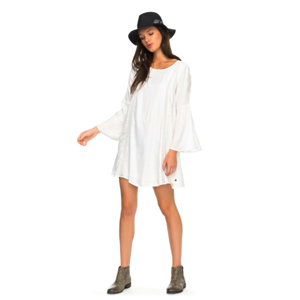 ROXY East Coast Dreamer Long‎ Sleeve BOHO Festival Western White Dress size XS